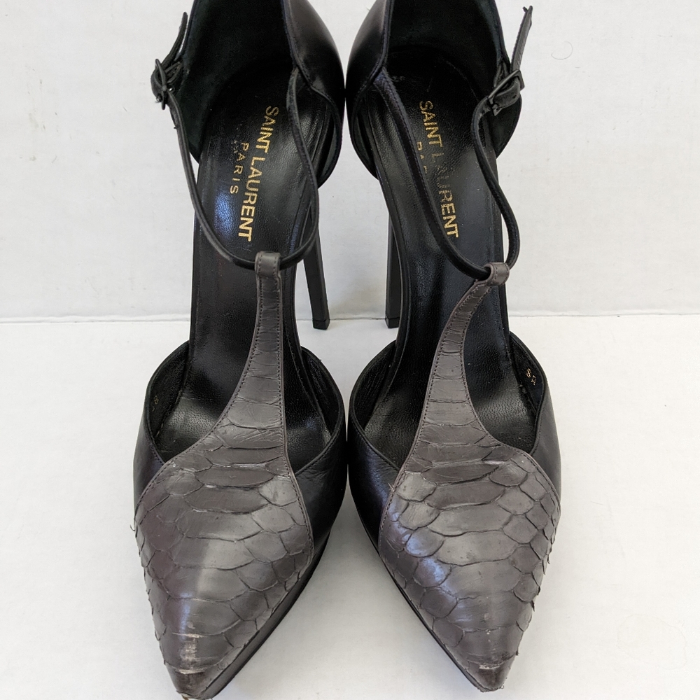 Saint Laurent Tribute Grey Black Python Leather J… - image 6